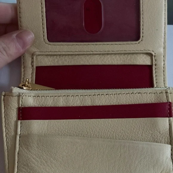 Hammitt Dawn(very light yellow) Pebble Leather Card Wallet with Gold Studs - Picture 3 of 6